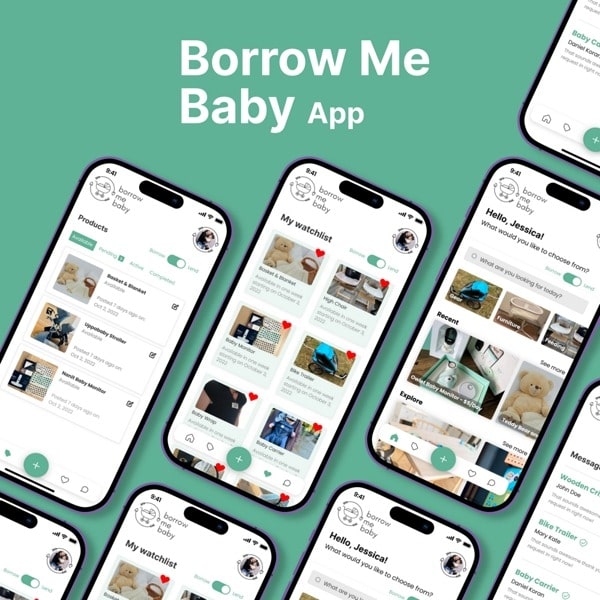 UX portfolio example - Borrow Me Baby app